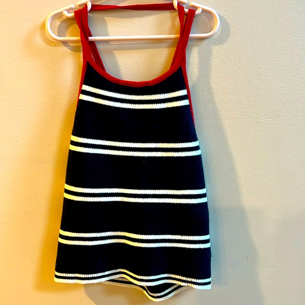Hollister Criss Cross Back Sweater Tank Size Medium Red/White/Blue